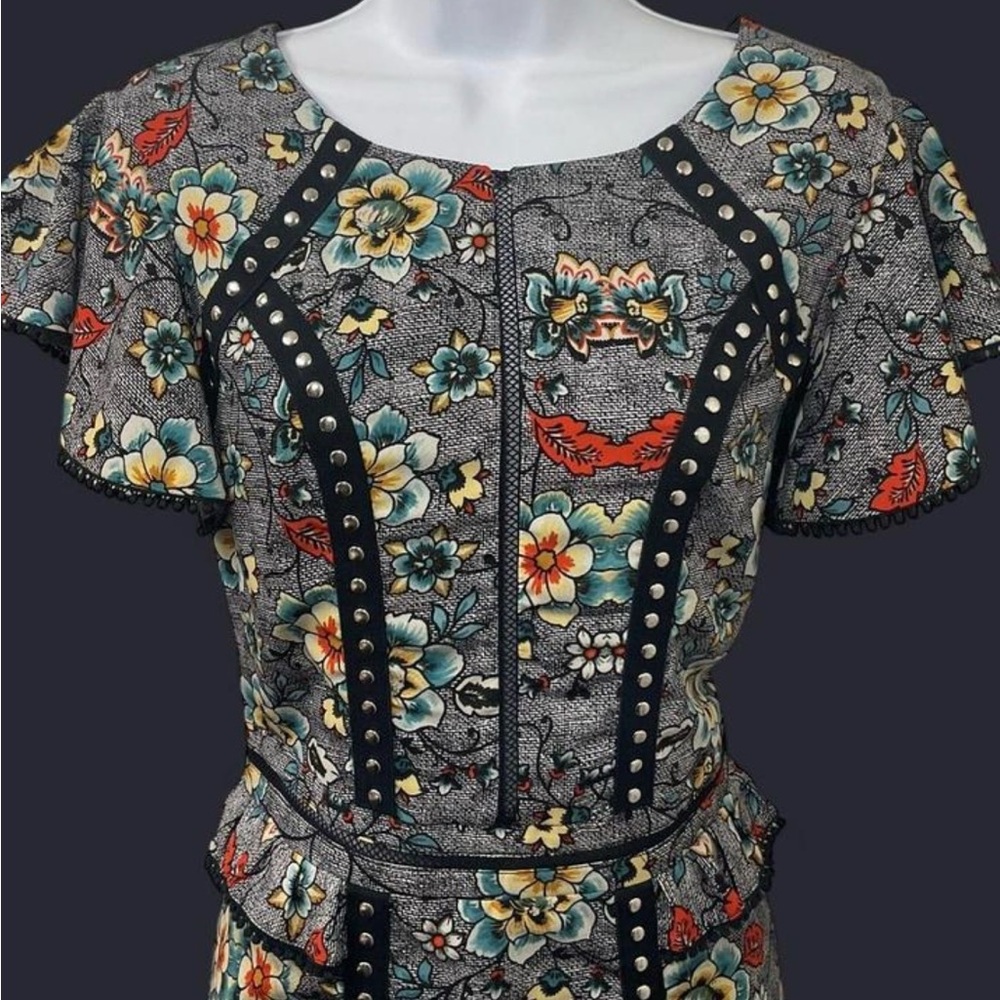 Laundry By Shelli Segal Gray Floral Midi Dress - Picture 2 of 8